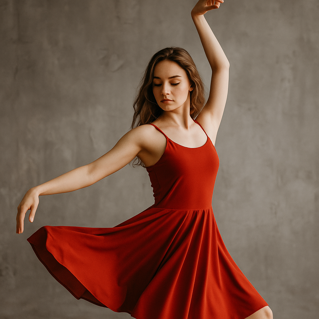 Dancer mid-performance under spotlight